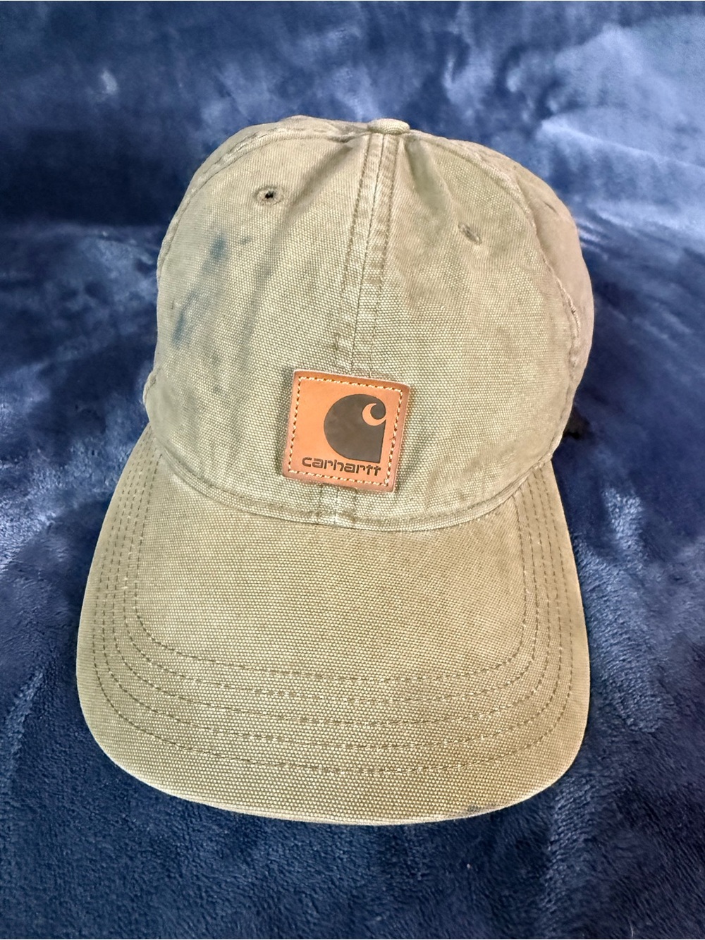 Carhartt Olive Canvas Leather Patch Cap